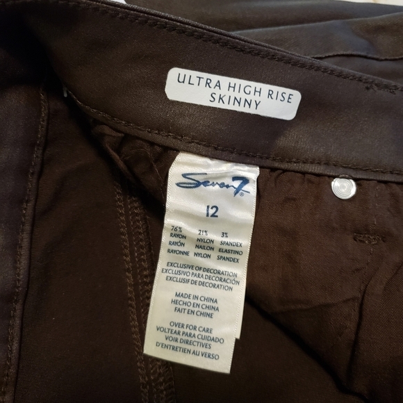 NWT Seven7 Coated Skinny Jeans Faux Leather Espresso Brown Size 12 RET. $79.00 - Picture 7 of 11